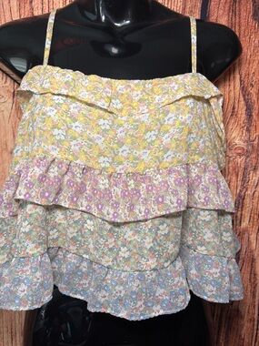Storia Pastel Floral Tiered Camisole - Yellow, Pink, Mint, Light Blue